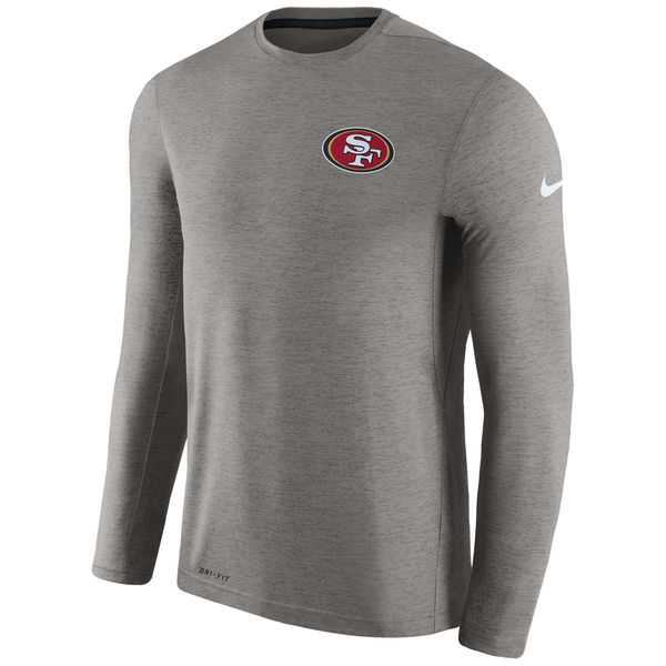 Men's San Francisco 49ers Nike Charcoal Coaches Long Sleeve Performance T-Shirt,We sell and wholesale Men's San Francisco 49ers Nike Charcoal Coaches Long Sleeve Performance T-Shirt on line form chian!